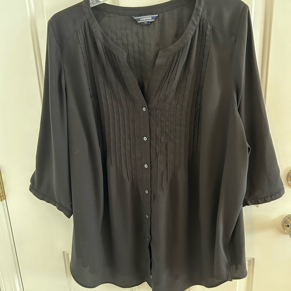 Lands’ End Pintuck Tunic Black Size 3X